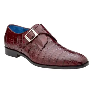 Belvedere Angelo Genuine Caiman Crocodile Monk-Strap Shoe in Burgundy Hiking Lake Step