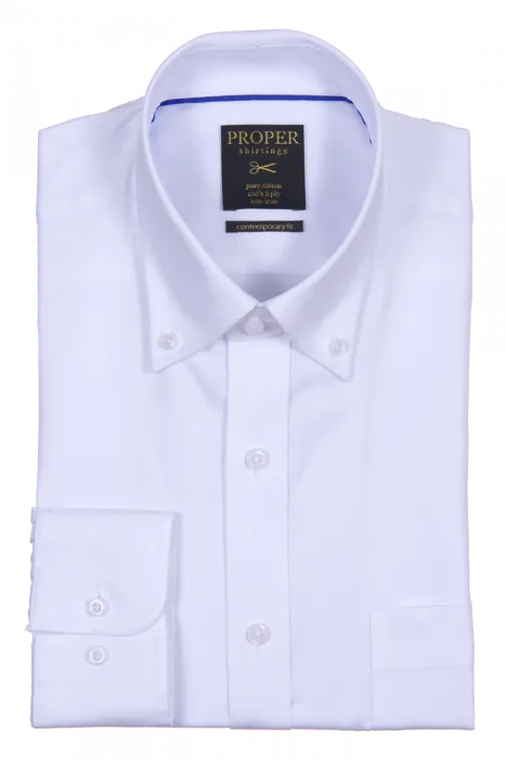 PROPER SHIRTINGS WHITE CONTEMPORARY FIT REGULAR CUFF N100CC0R-WHT Durable Quality