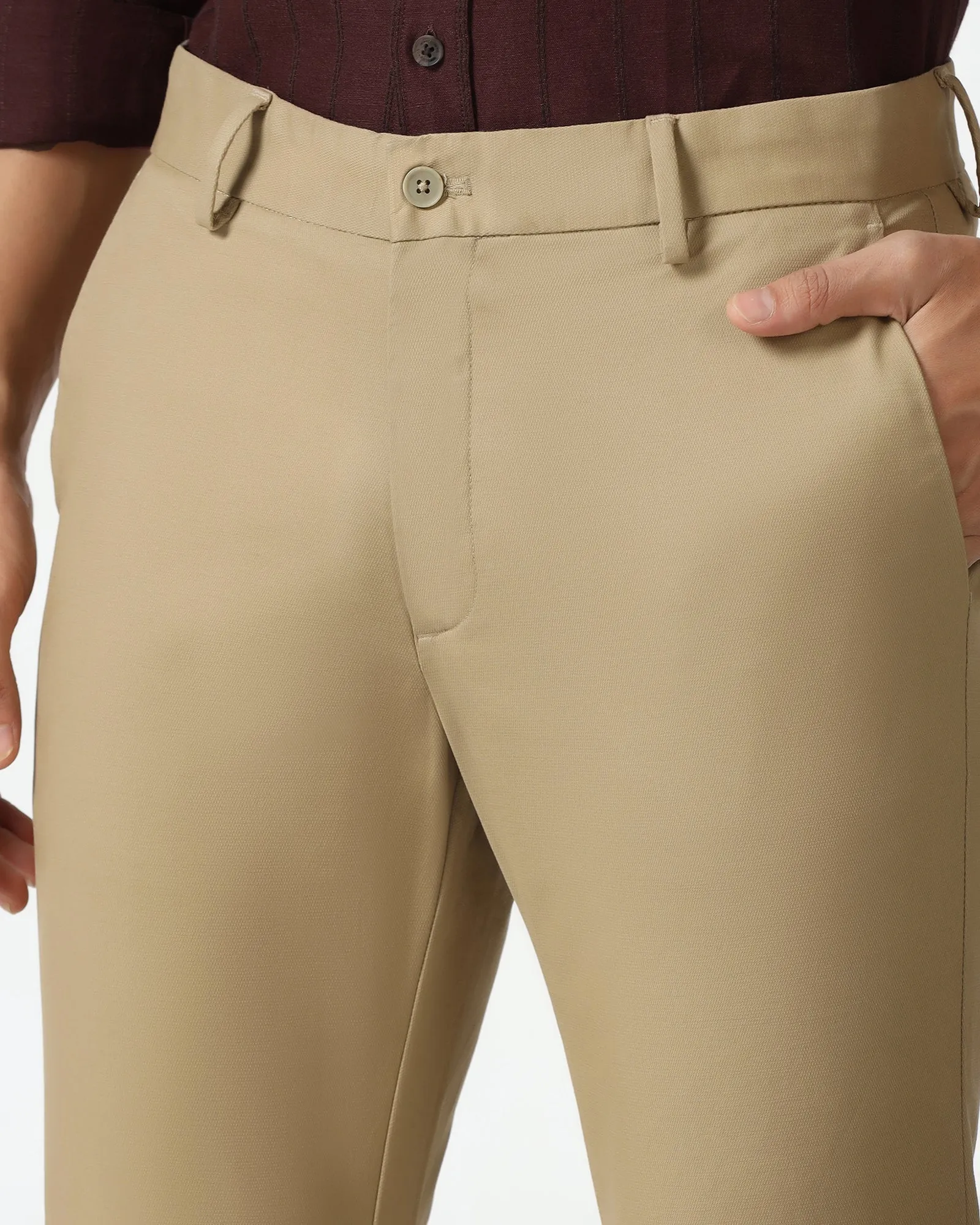 Khaki Textured Khakis - Murray Commuter Fit sport chic