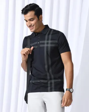 Polo Navy Printed T-Shirt - Saddy Modern Cut All-Season Comfort