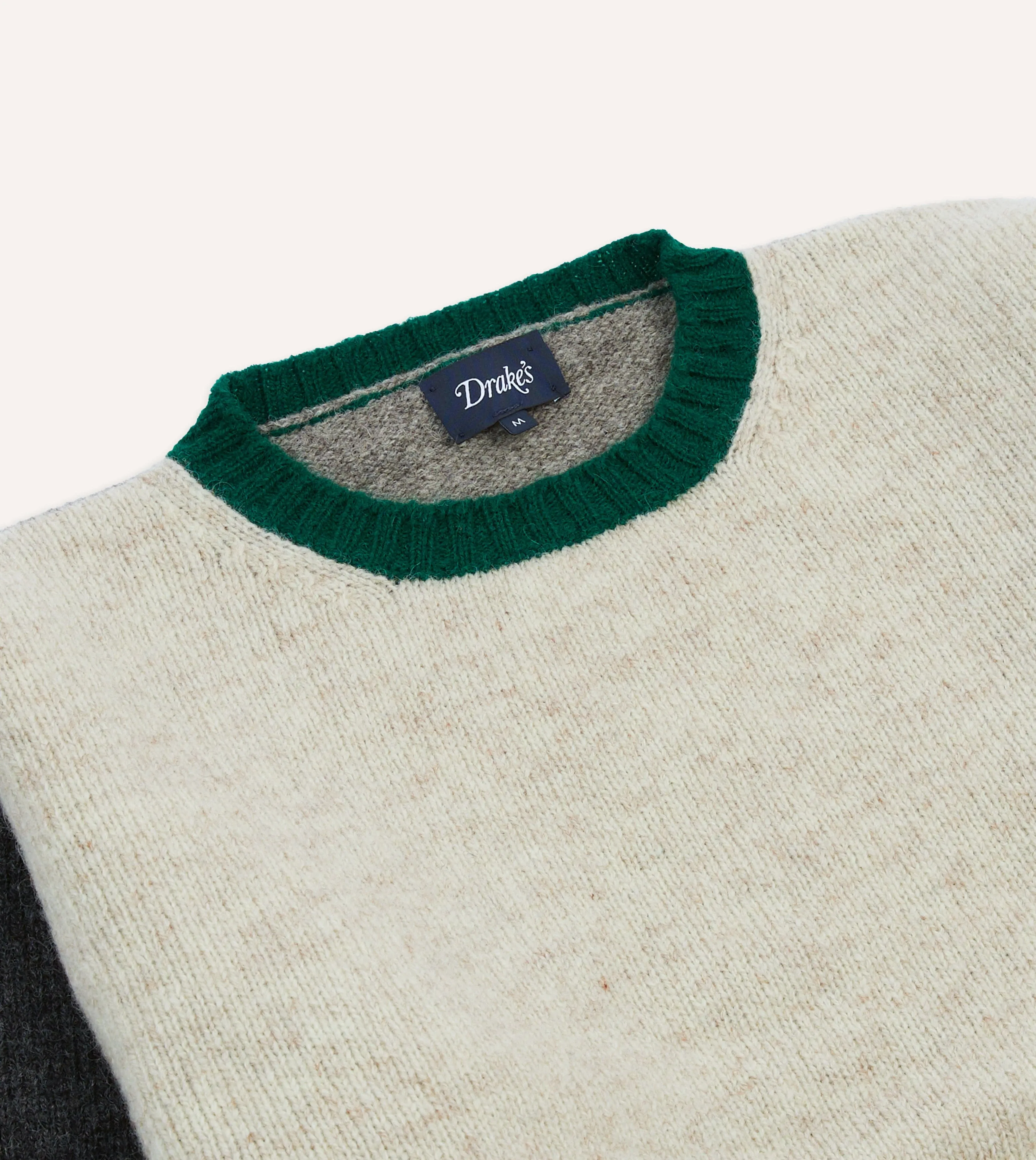 Ecru Multi Colourblock Brushed Shetland Crew Neck Jumper Cool Glow TagFreeDesign