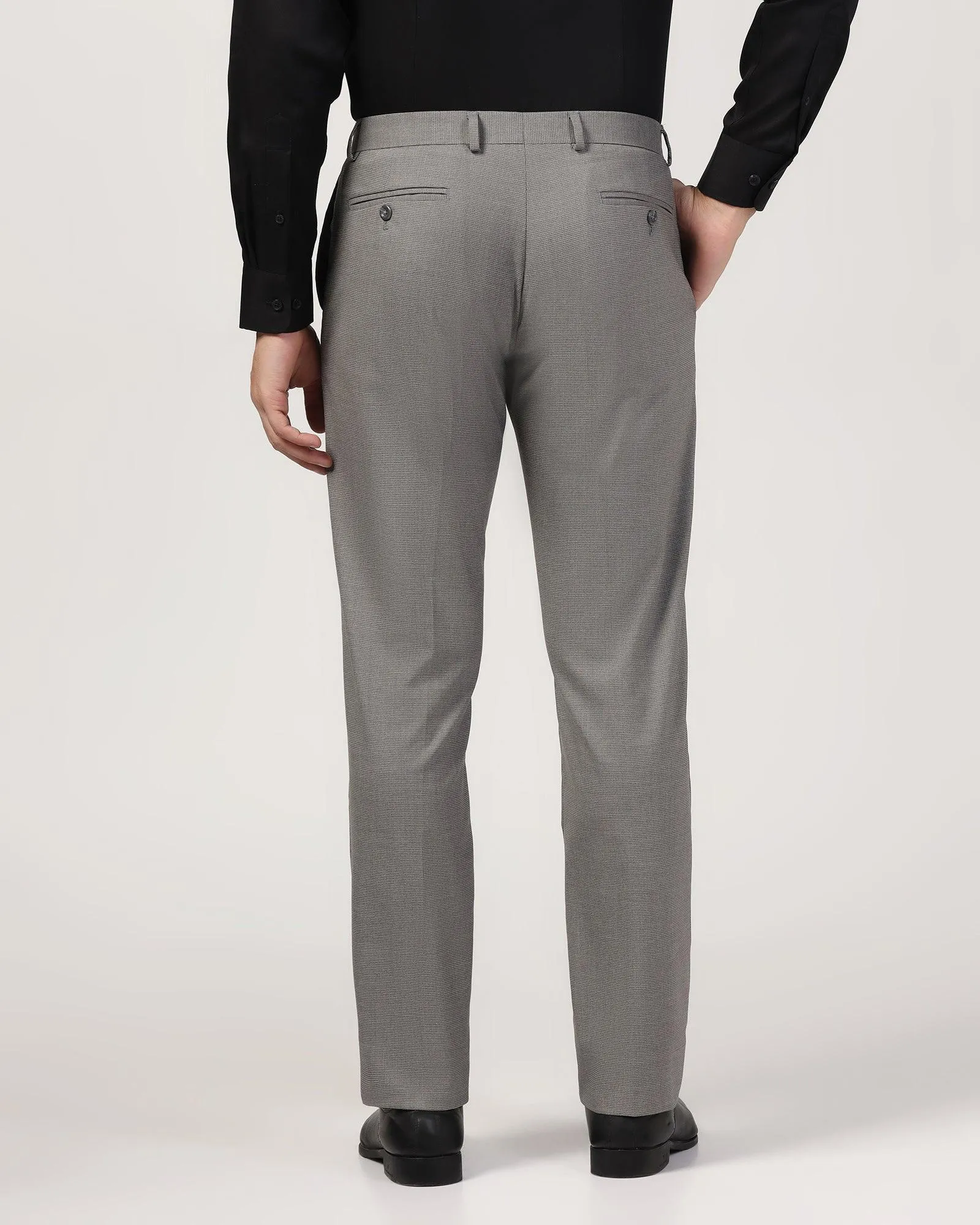 Chilly Day Comfort Flattering Look Slim Comfort B-95 Formal Grey Textured Trouser - Misco