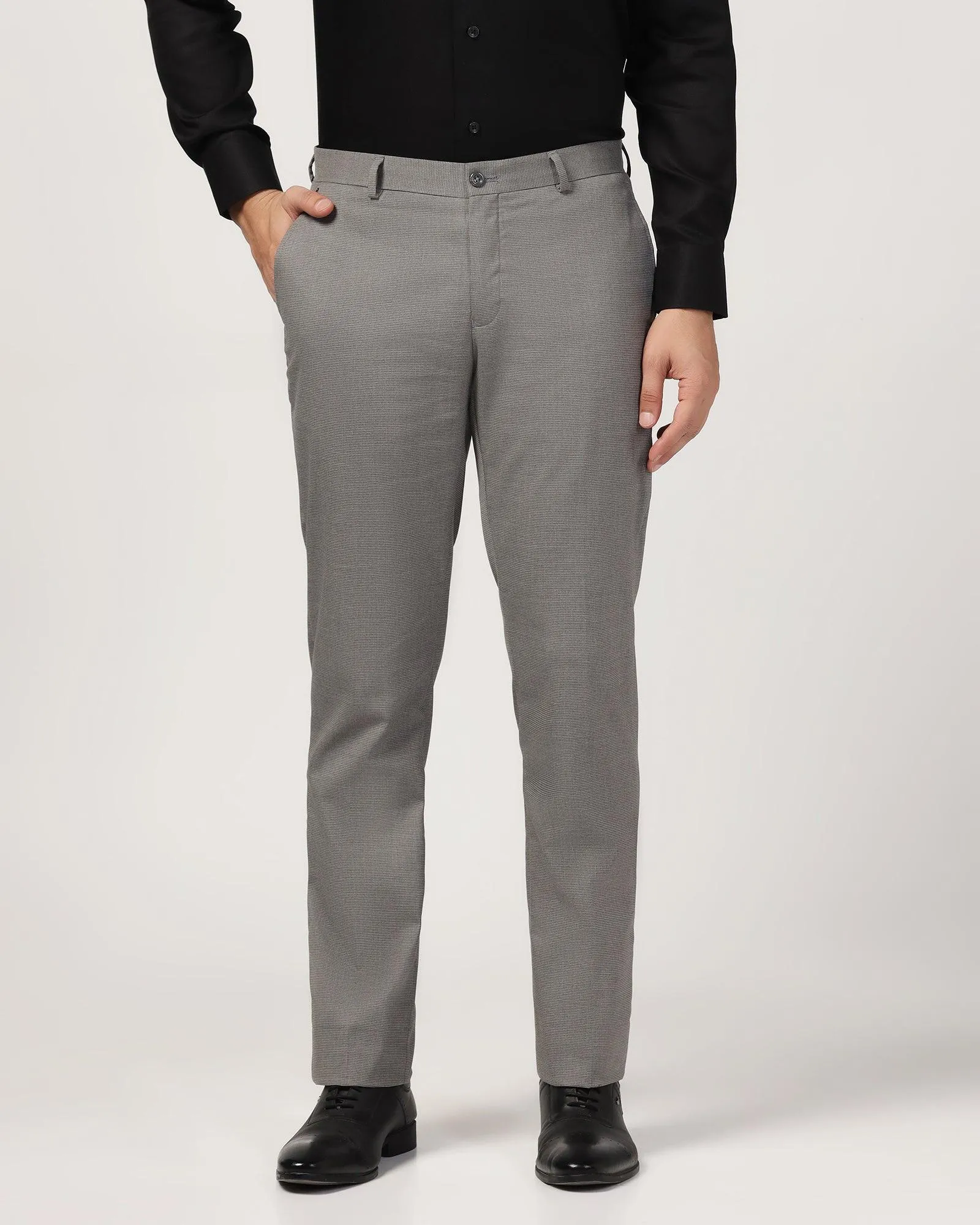 Slim Comfort B-95 Formal Grey Textured Trouser - Misco Urban Fit