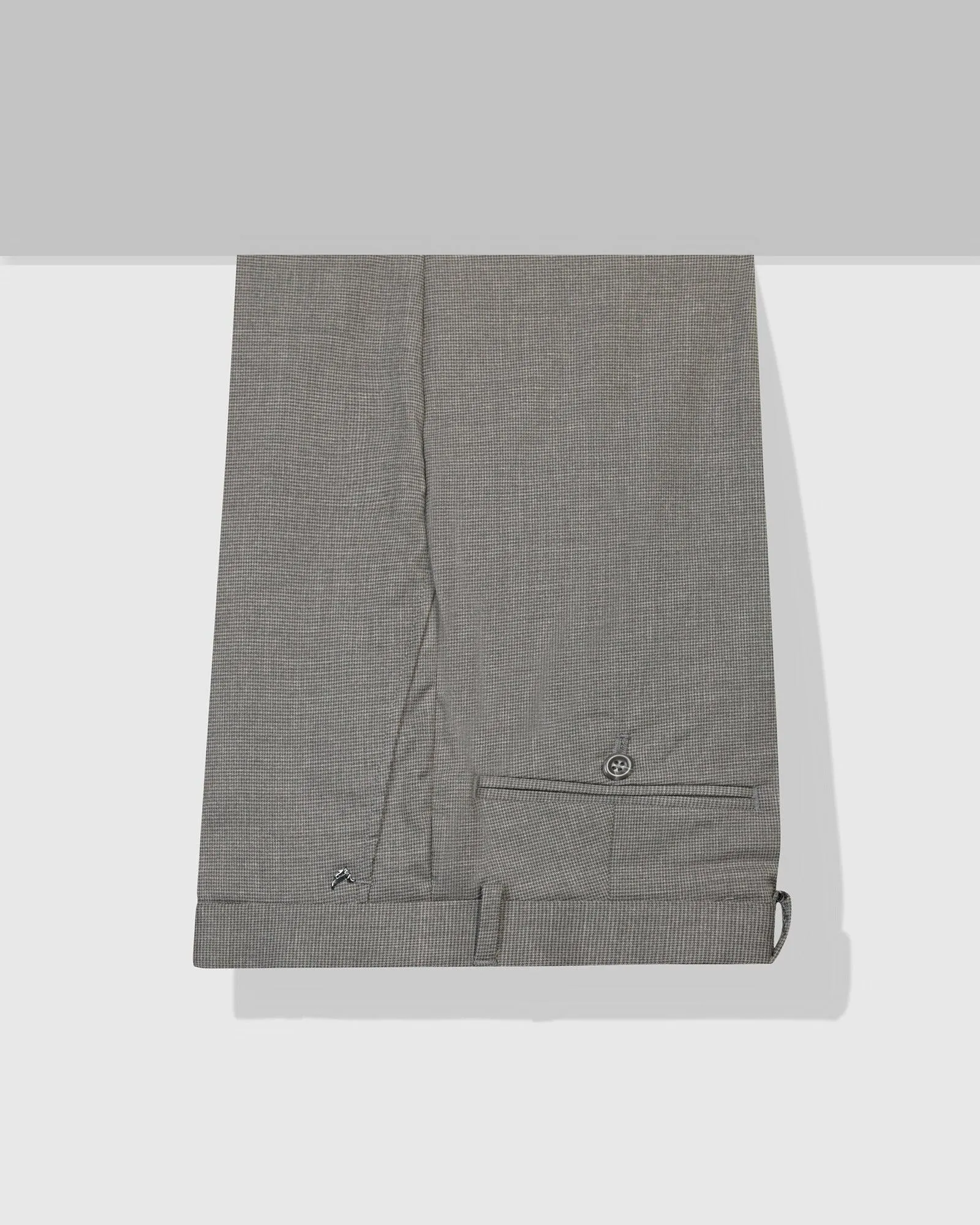 Barrel Waist Slim Comfort B-95 Formal Grey Textured Trouser - Misco