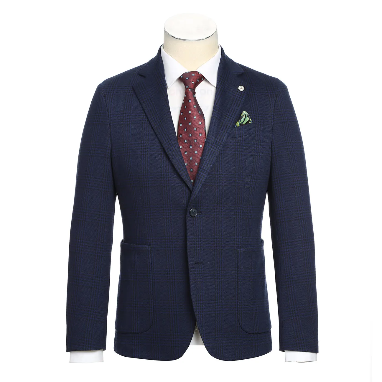 Pellagio Men's Half Canvas Blazer Royal Blue PF24-10 Basic Essential Layer Transitional Look