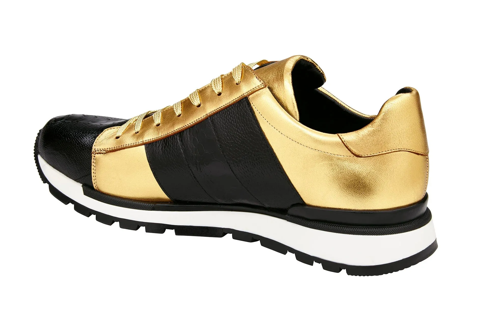 Neutral Look Belvedere Blake Black & Gold Ostrich & Italian Calf Leather Sneaker