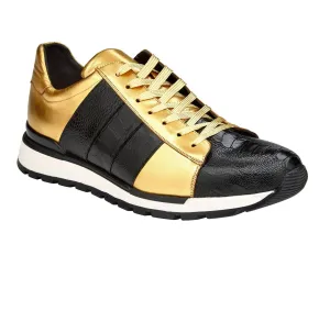 Rain Day Current Jog Belvedere Blake Black & Gold Ostrich & Italian Calf Leather Sneaker