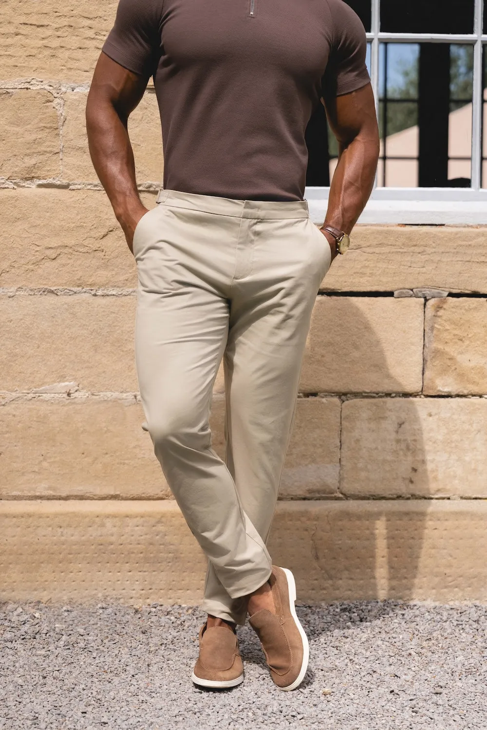 Soft Touch hypoallergenic material Smart Chino Side Adjuster Pants in Stone
