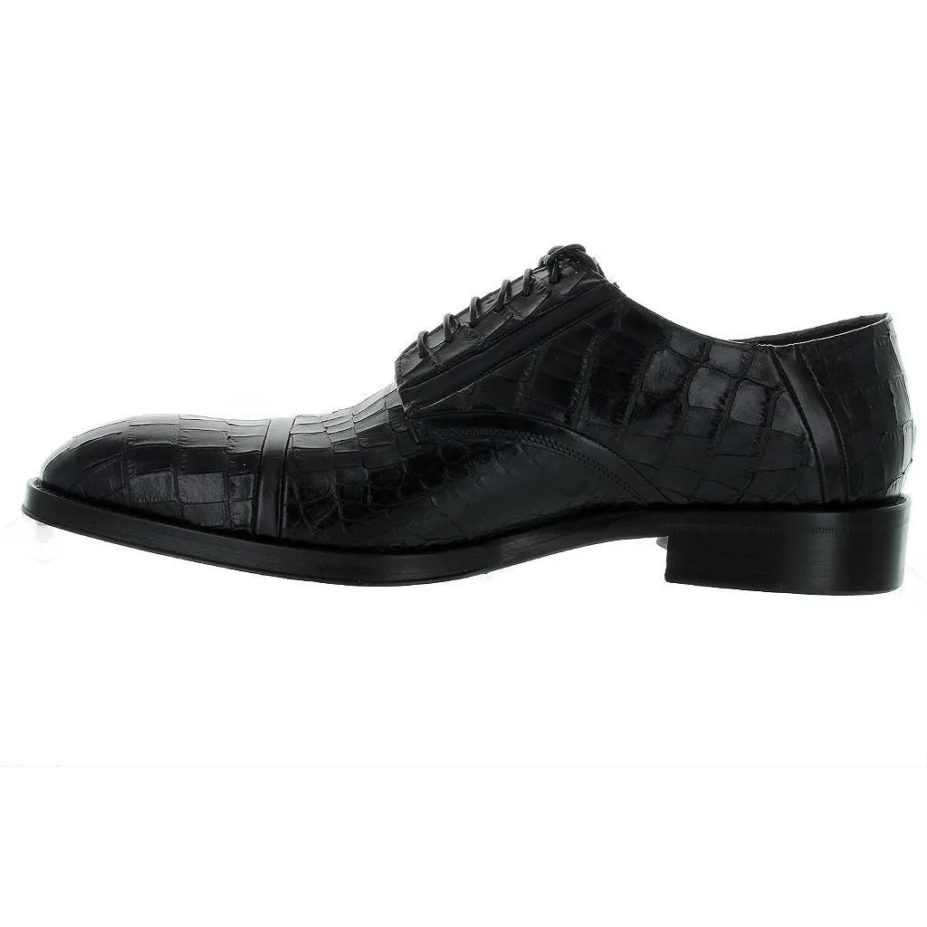 High Comfort Weekend Formal Jo Ghost Black Gator Print Cap Toe Leather Louisiana Baby Shoe