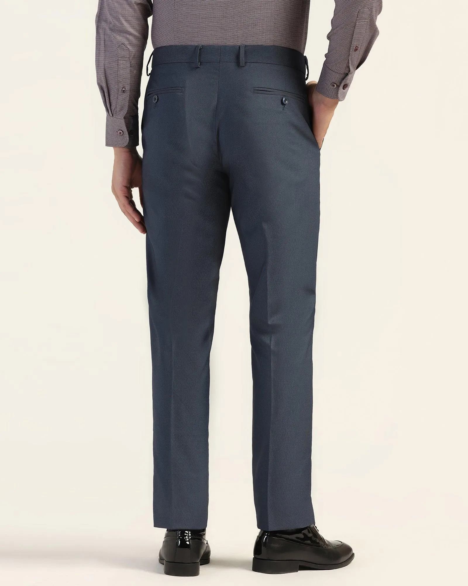 Straight B-90 Formal Navy Textured Trouser - Mazda Casual Layer