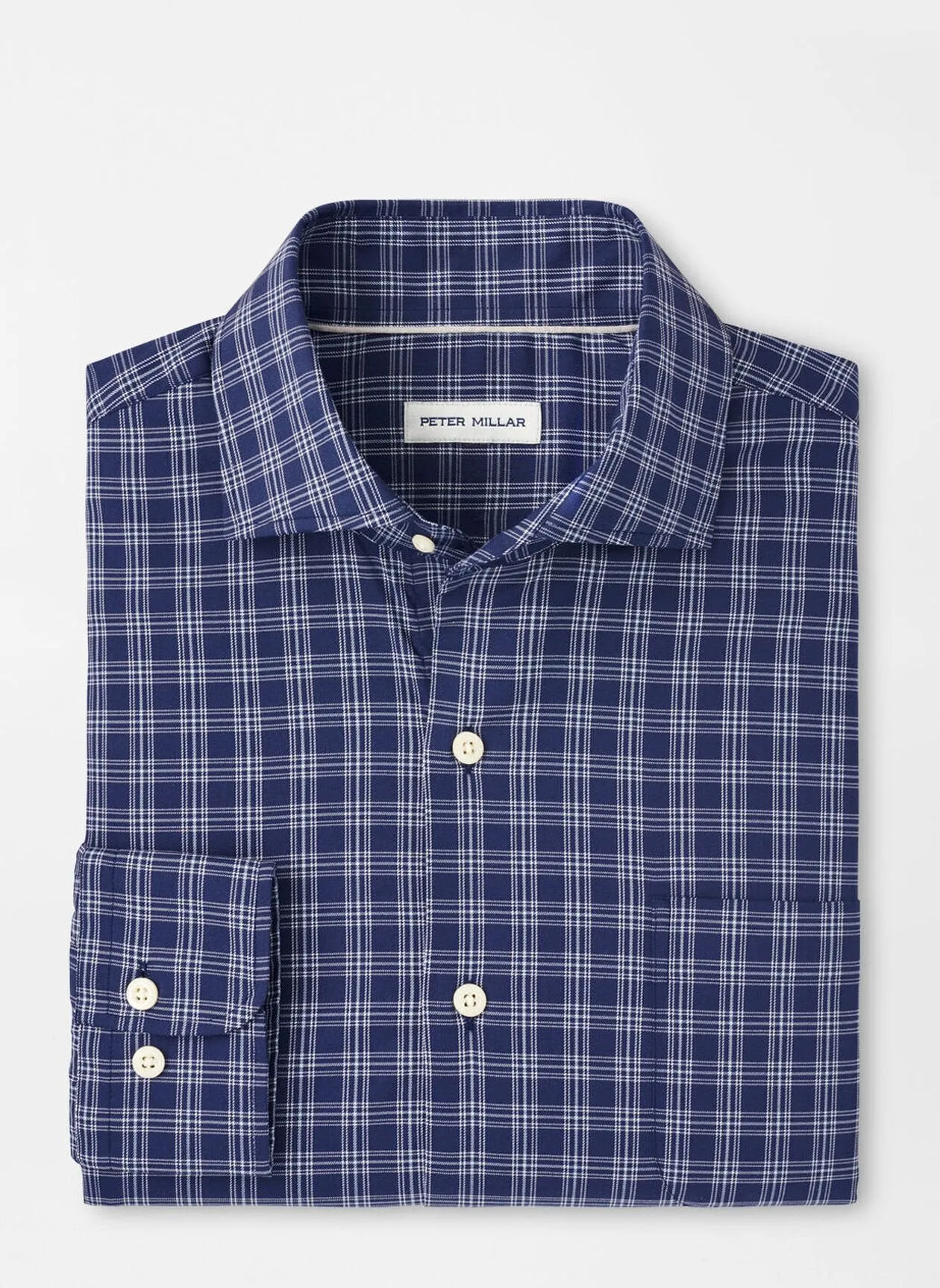 Elton Cotton Sport Shirt - Navy Zoom Proper