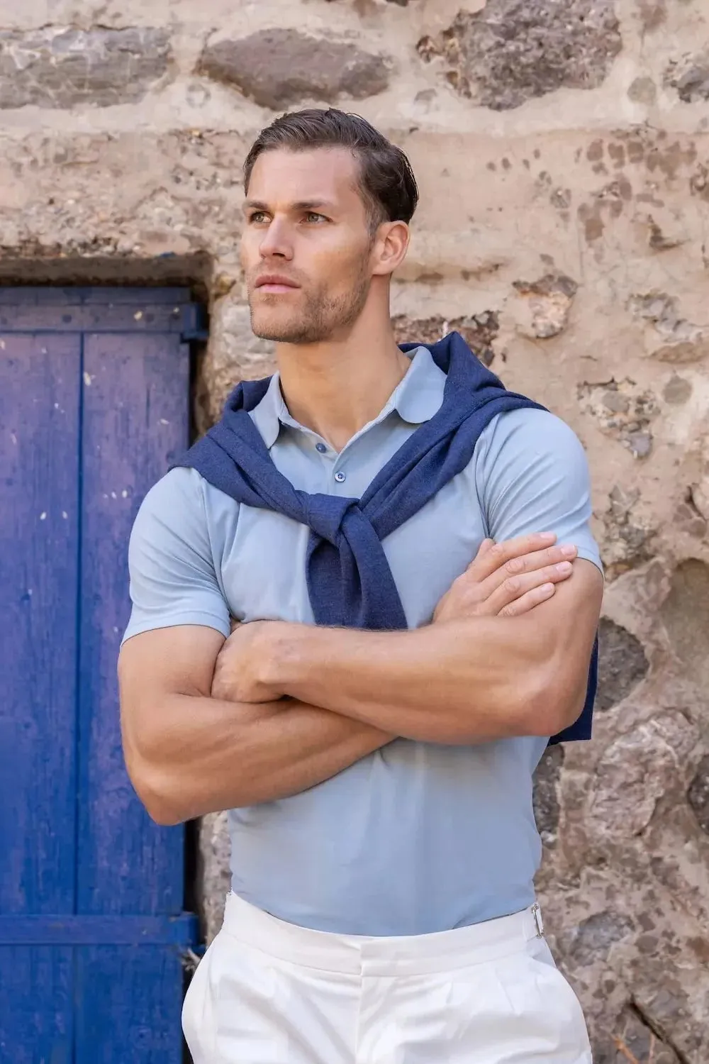 Athletic Fit Polo Shirt in Pale Blue Casual Wear
