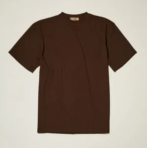 Suburb Ease Pearl Tone Inserch Rib Crew Neck T-Shirt T299-00025 Brown