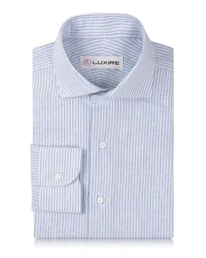 Light Blue Dress Stripes Linen FlexibleCollar