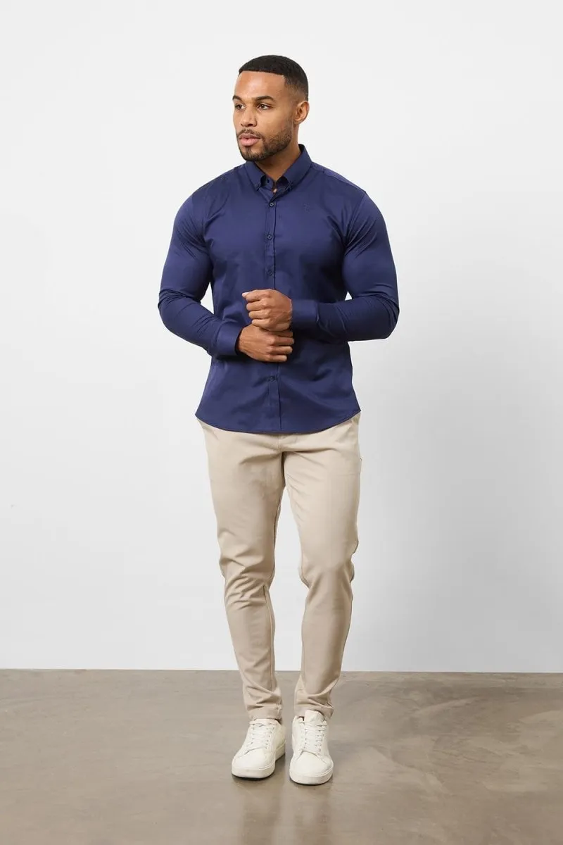 Athletic Fit Signature Shirt 2.0 in French Navy stain resistant coating Quick Release Cuffs