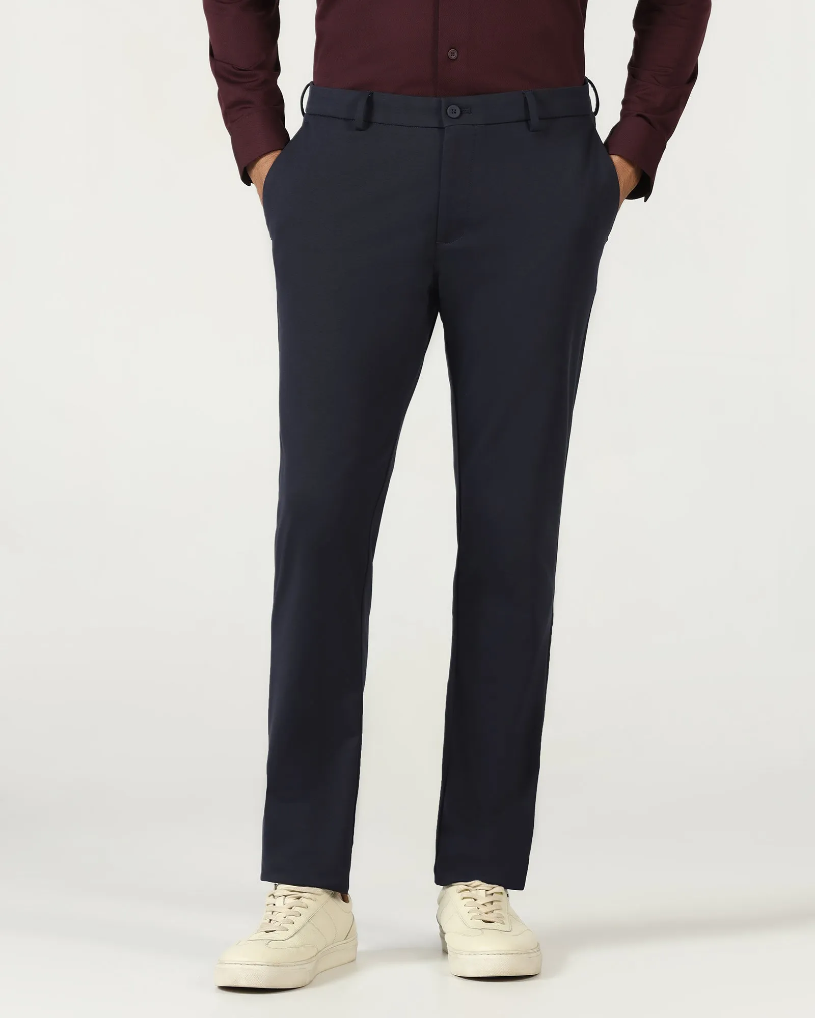 Dark Navy Techpro Solid Khakis - Ziea Fashion Stretch