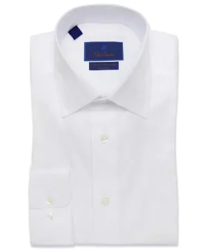 David Donahue Trim Fit Non Iron Dress Shirt in White Sweat-Absorbing