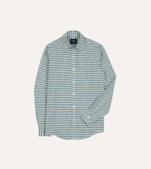 Holiday Gift Blue and White Madras Check Cotton Long Point Collar Shirt