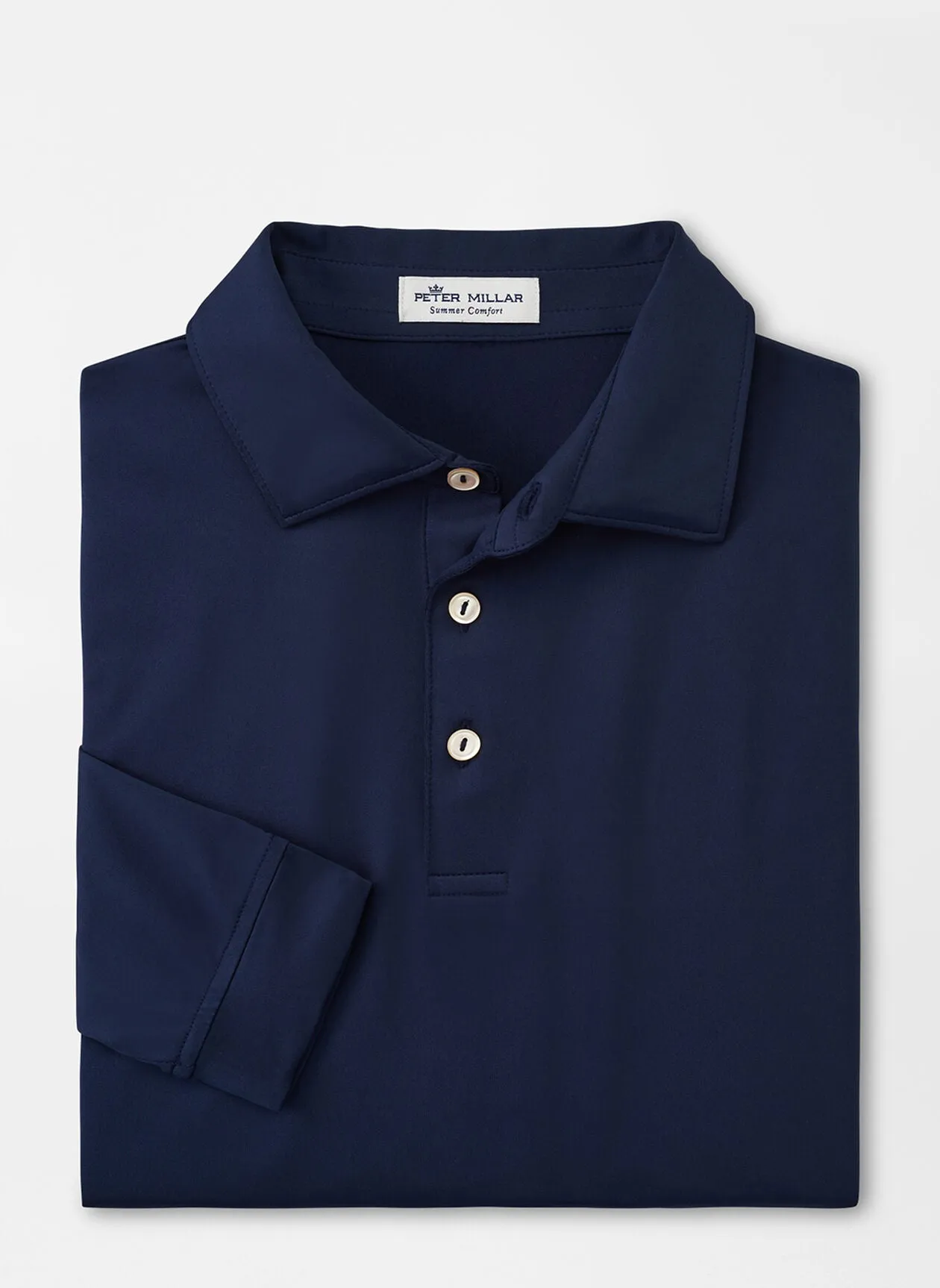 Solid Long Sleeve Performance Jersey Polo Hypoallergenic Fibers Denim style