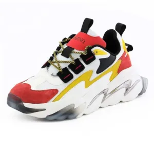 Ergo Tech Dynamic Core: White, Salmon & Yellow Chunky Sneakers