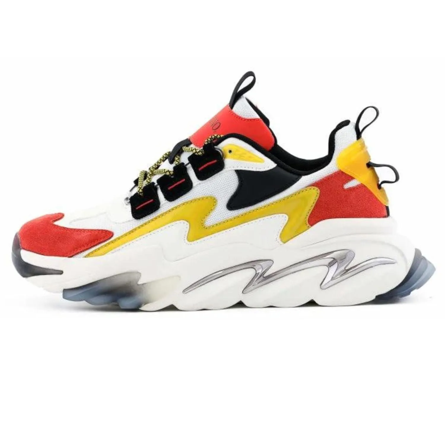 Platform Sole Lounge Mode Dynamic Core: White, Salmon & Yellow Chunky Sneakers