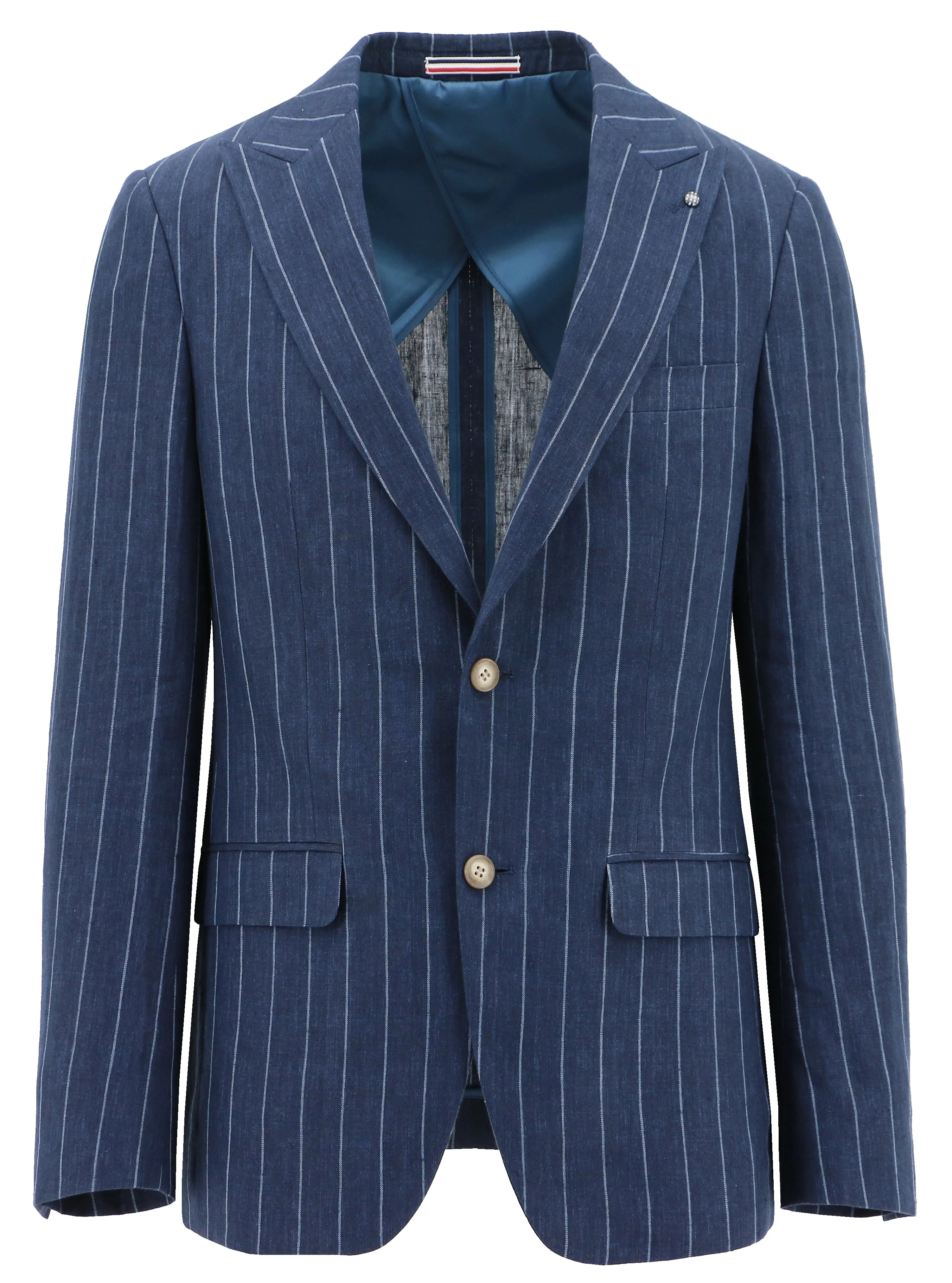 Amalfi Blue Striped Linen Sports Jacket Non Bulky Design