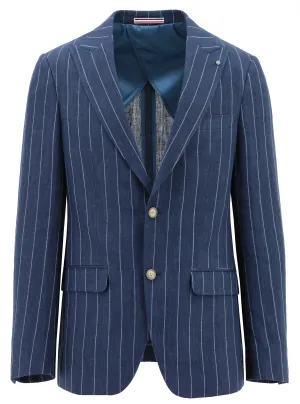 Noise Free Movement Amalfi Blue Striped Linen Sports Jacket