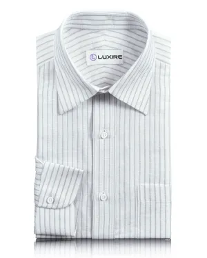 Cotton Linen: Grey Candy Stripes On White Shirt TaglessDesign Energy Mood