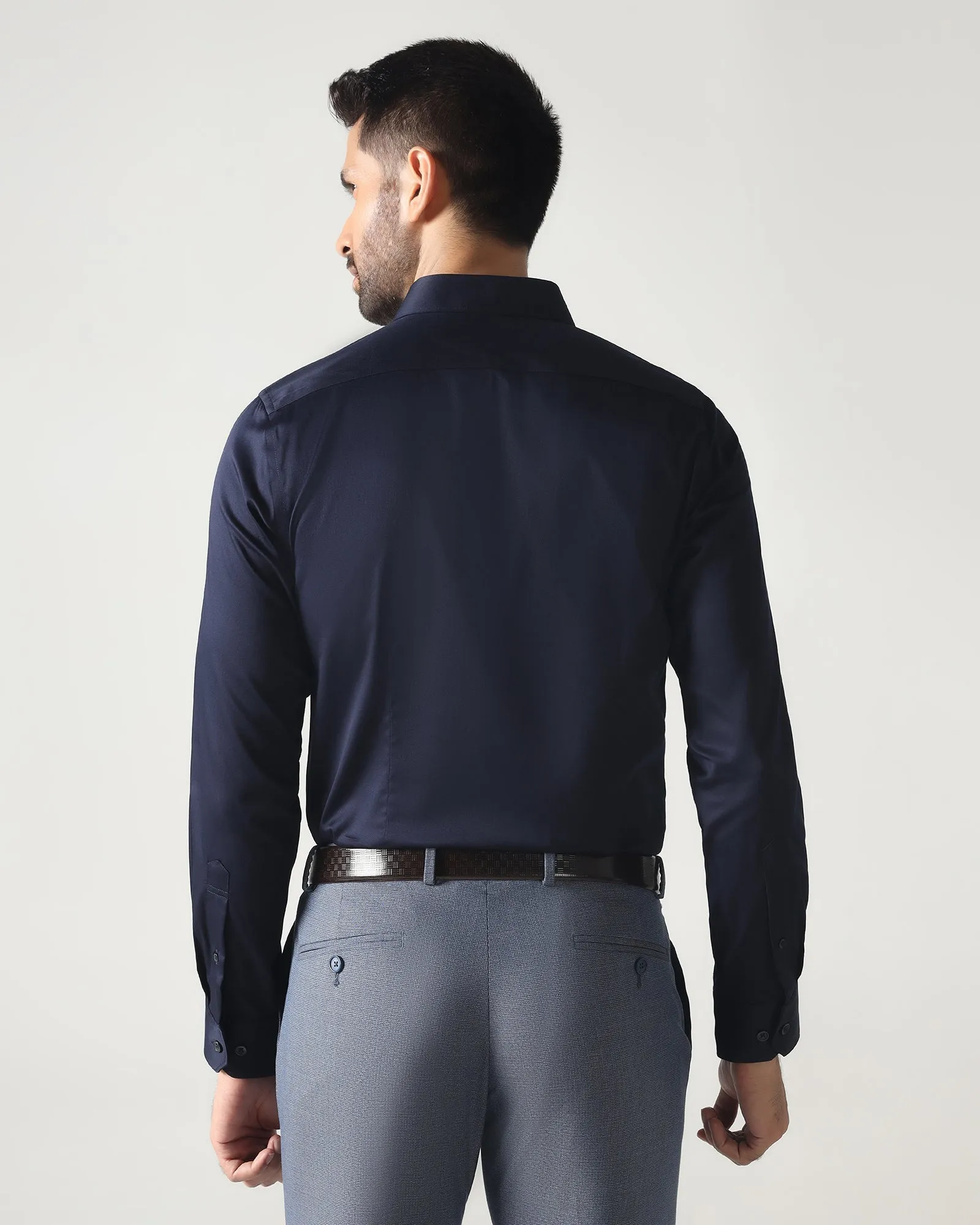 Eco friendly materials Multi Layer Stitching Dark Navy Non Iron Solid Shirt - Sailor