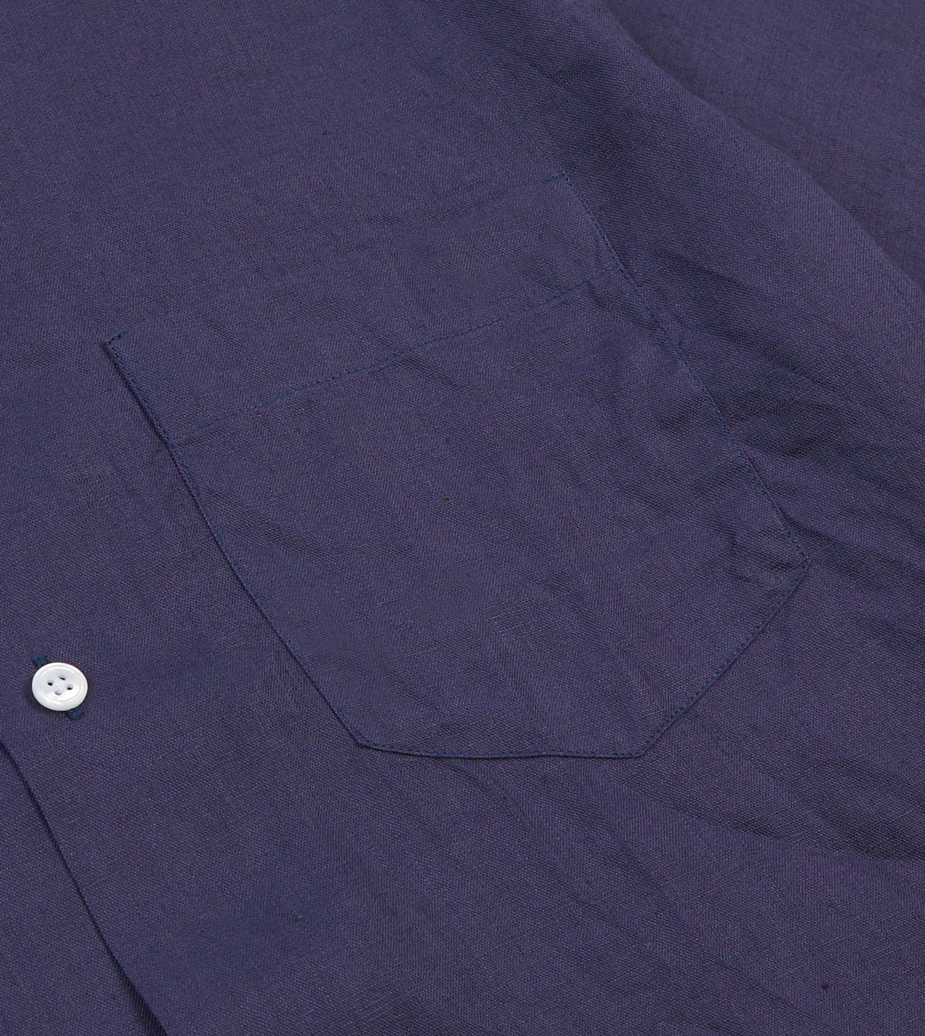 Bold colors Navy Linen Camp Collar Short Sleeve Shirt