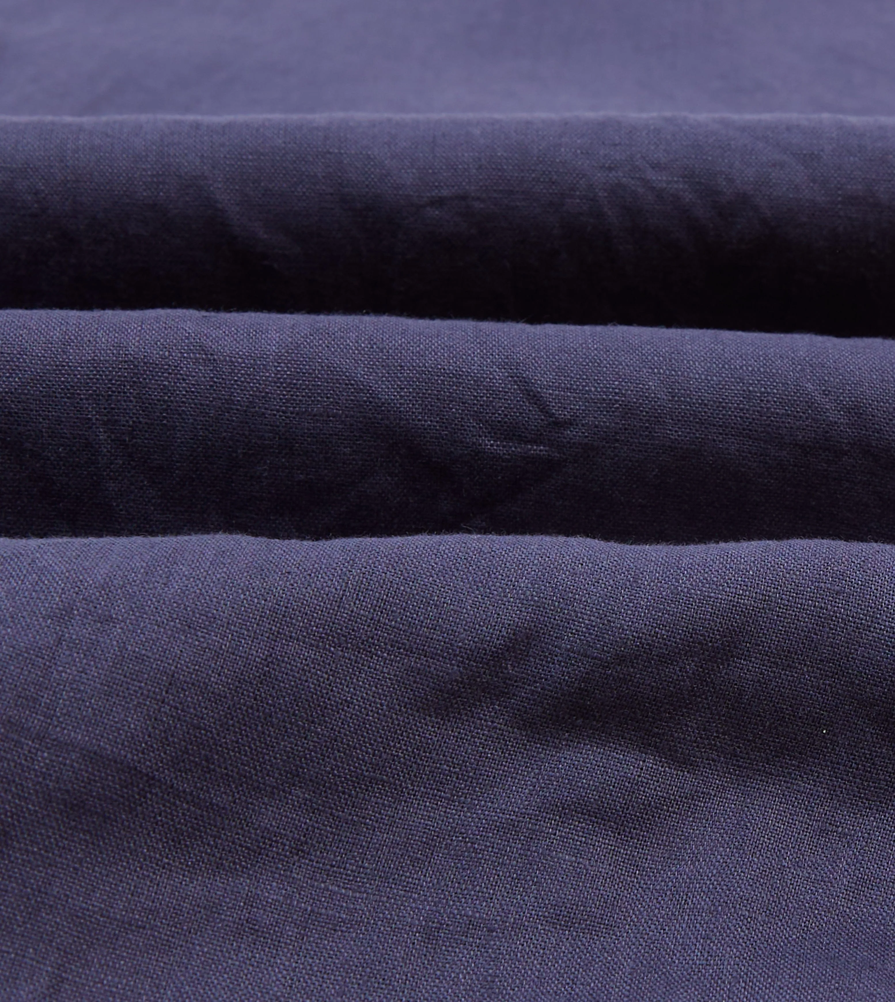 Navy Linen Camp Collar Short Sleeve Shirt Fitted Silhouette Patterned Design