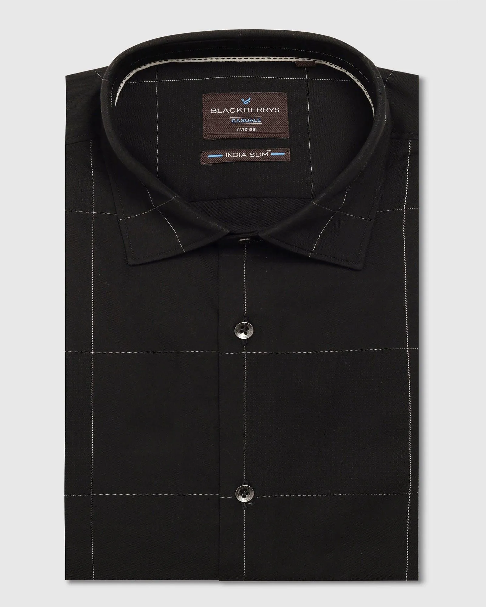 Casual Black Check Shirt - Meester Soft Texture Polished Look
