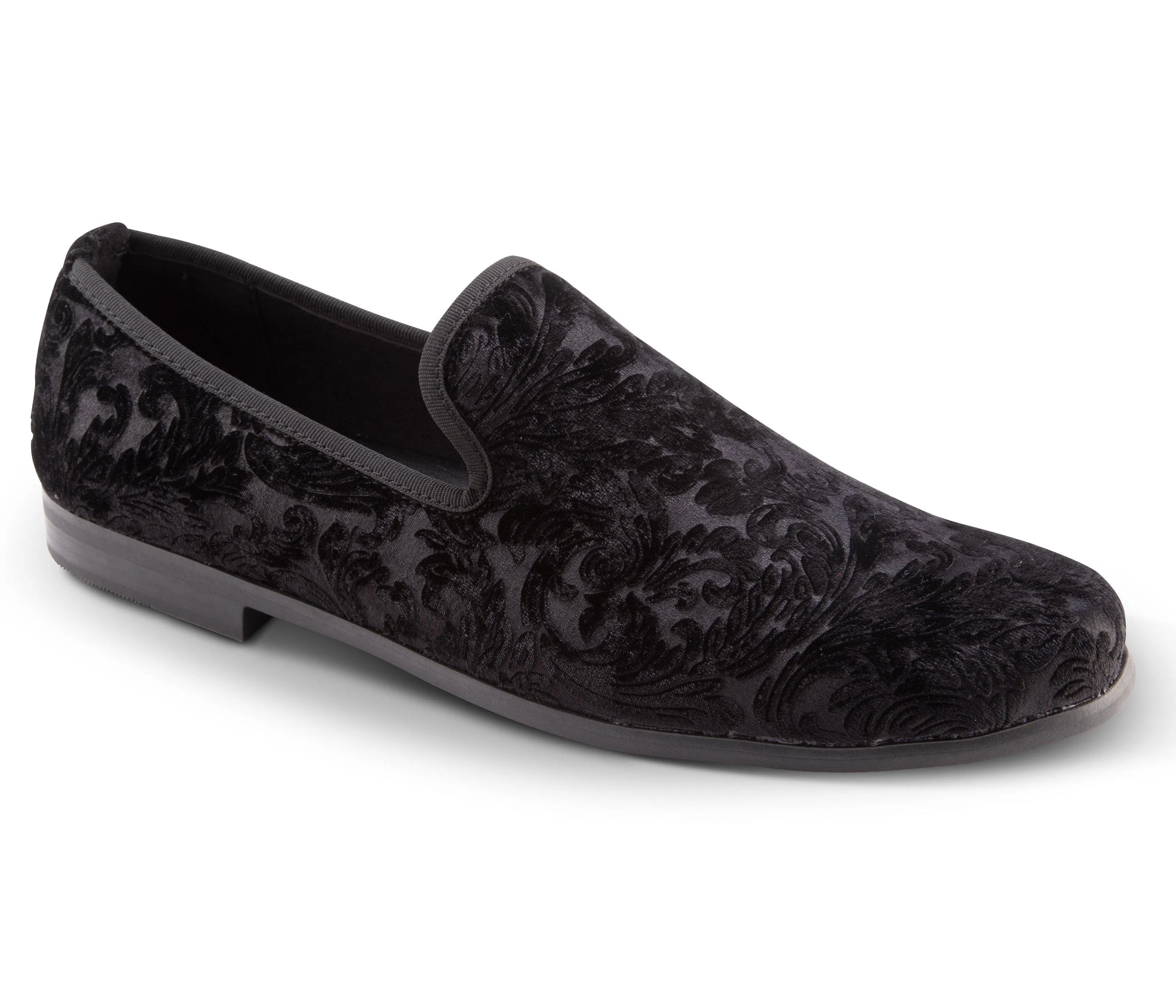 Montique OG Men's Fashion Loafers Slip-On Shoes Paisley Design in Black - FINAL SALE Park Walk Subtle Look