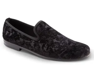Light Dash Food Market Montique OG Men's Fashion Loafers Slip-On Shoes Paisley Design in Black - FINAL SALE