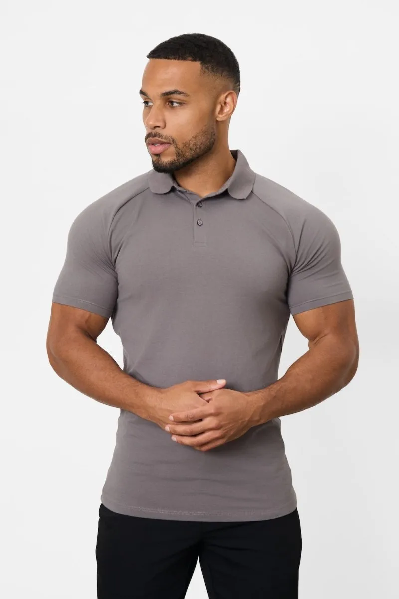 Office Attire quick dry Athletic Fit Polo Shirt in Charcoal