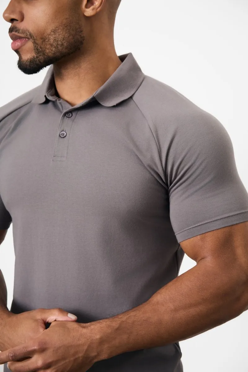 Athletic Fit Polo Shirt in Charcoal Minimal Comfort