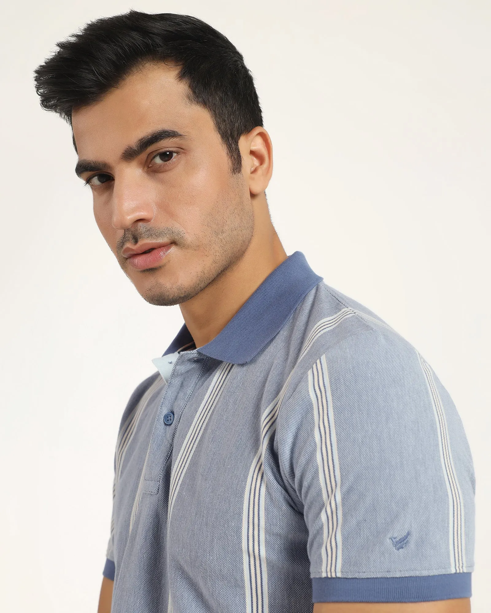Youthful Appeal Polo Aster Blue Stripe T-Shirt - Cape
