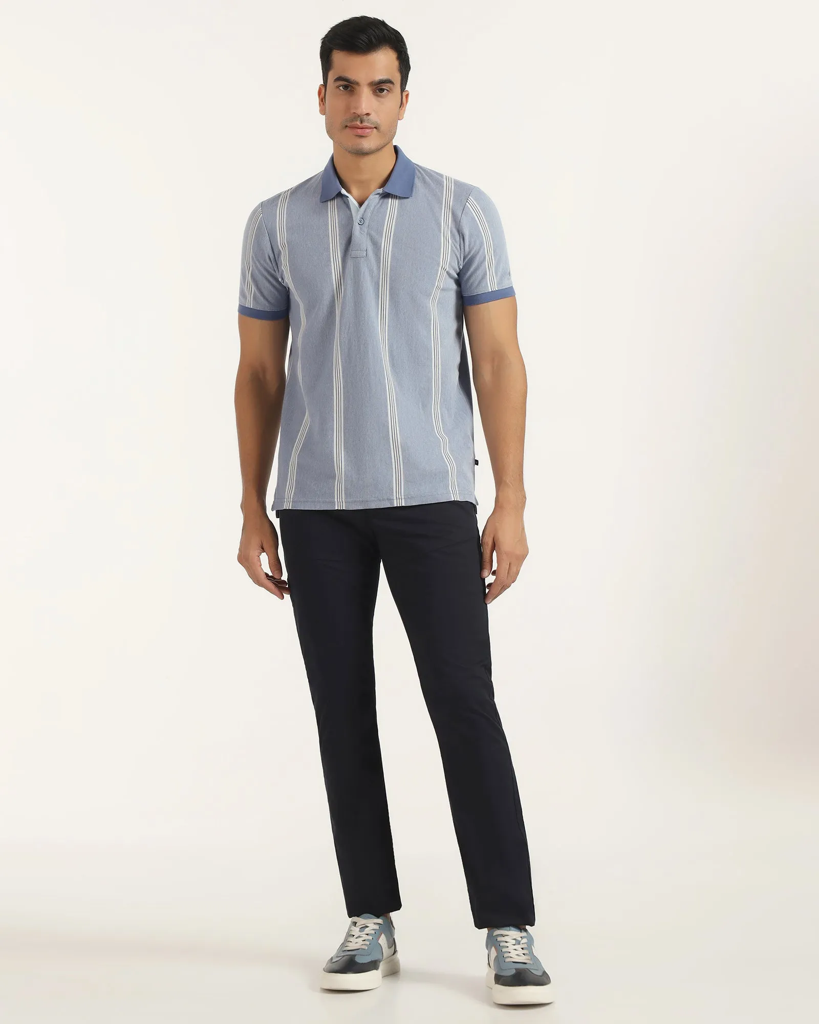 elegant design Sleek Fit Polo Aster Blue Stripe T-Shirt - Cape