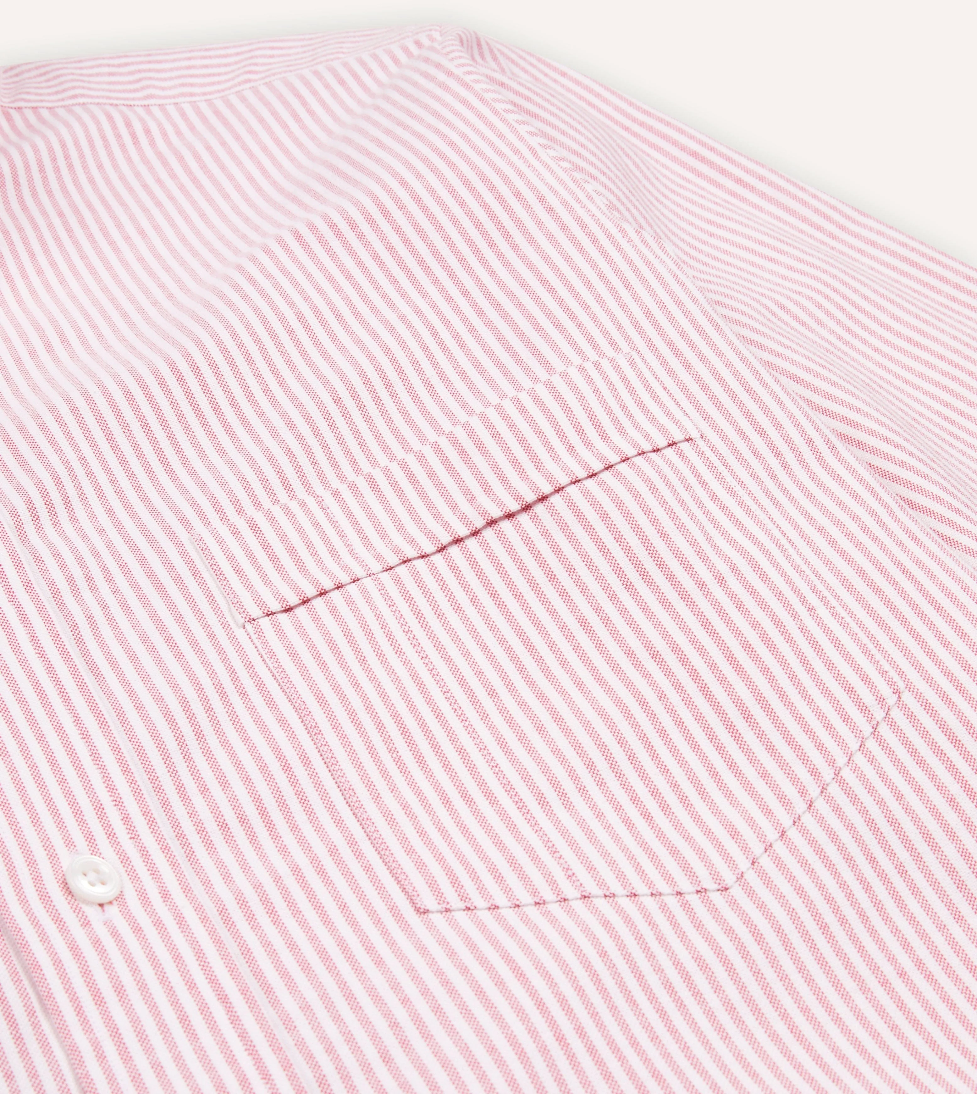 Pink Ticking Stripe Cotton Oxford Cloth Button-Down Shirt Casual Wear Affordable Fashion