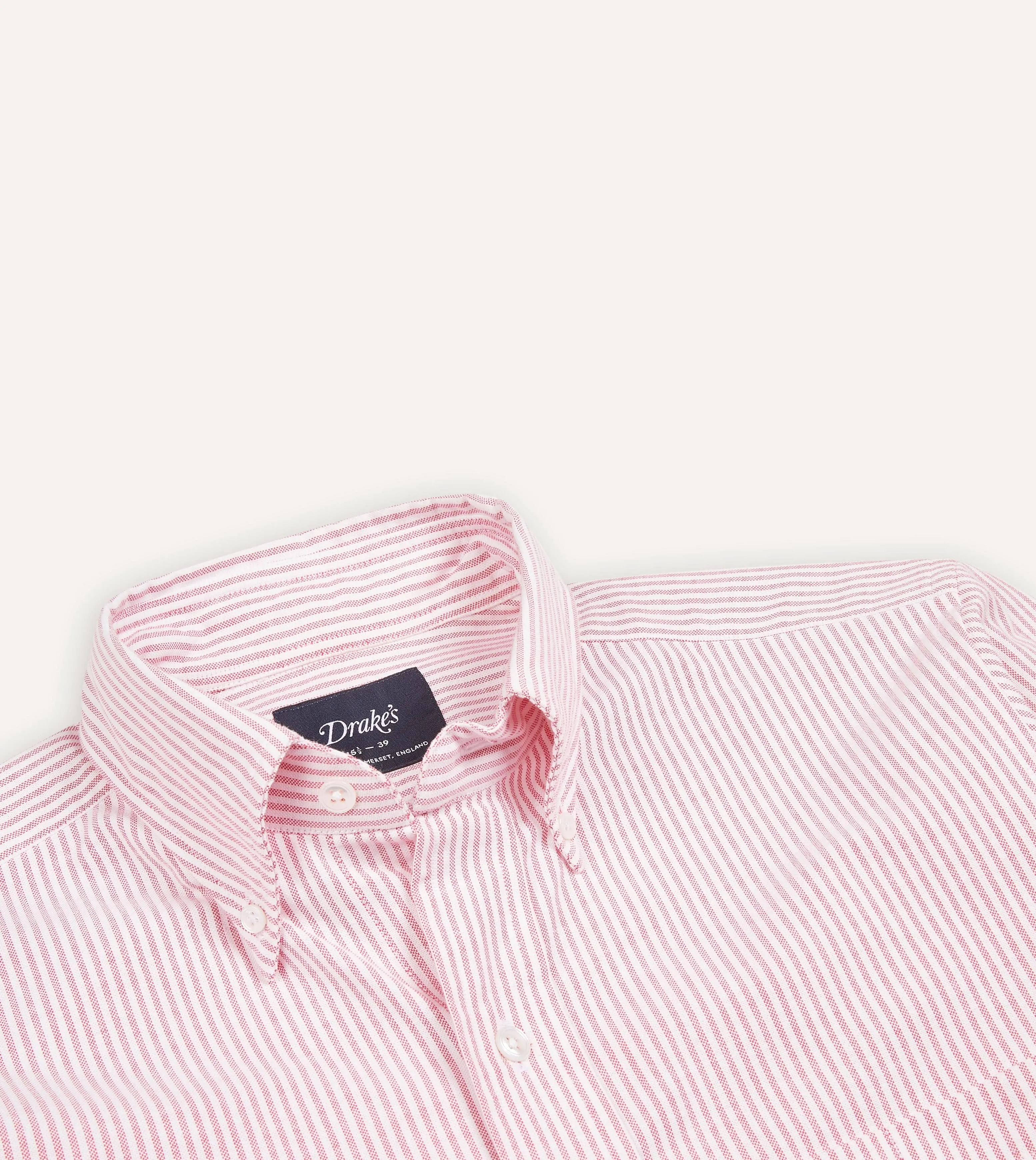 Pink Ticking Stripe Cotton Oxford Cloth Button-Down Shirt Athleisure Trend No Chafe Edging