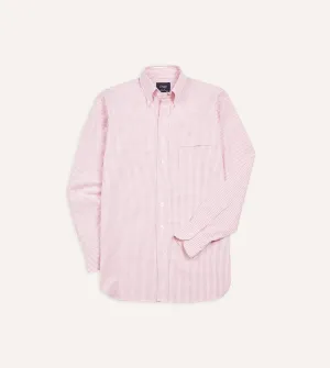 Anti Cling Fabric Pink Ticking Stripe Cotton Oxford Cloth Button-Down Shirt