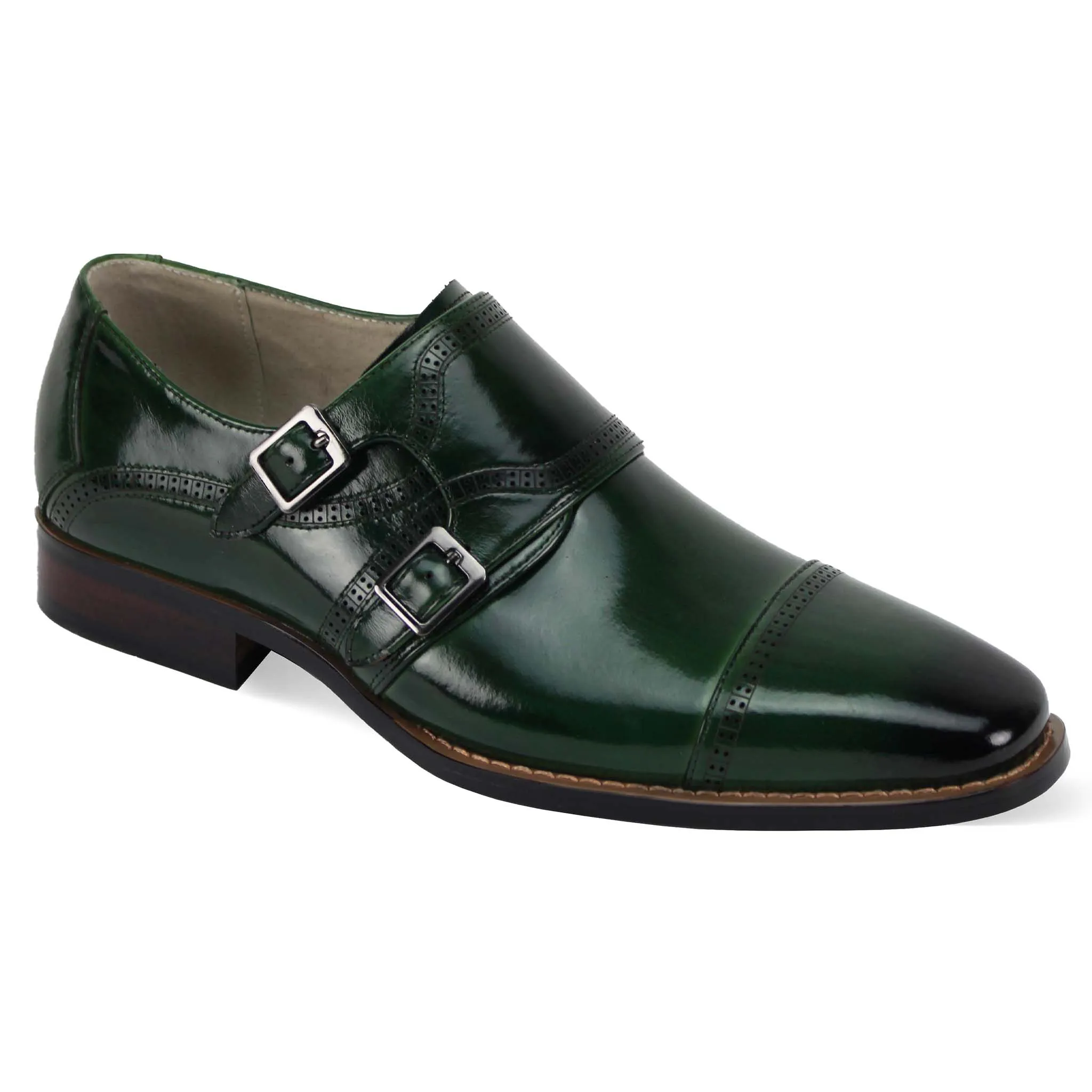 Giovani Green Leather Monk Strap Shoe Heritage Line