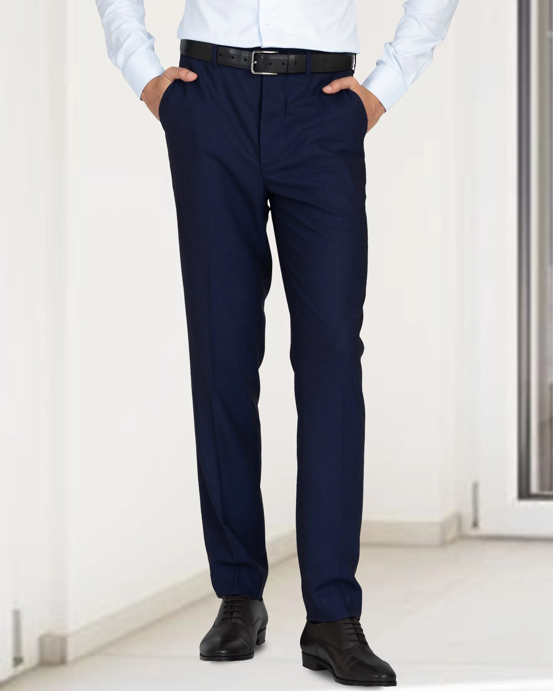 VBC - 4 Ply Tropical Wool: Navy Pant Flexible Knee Articulation