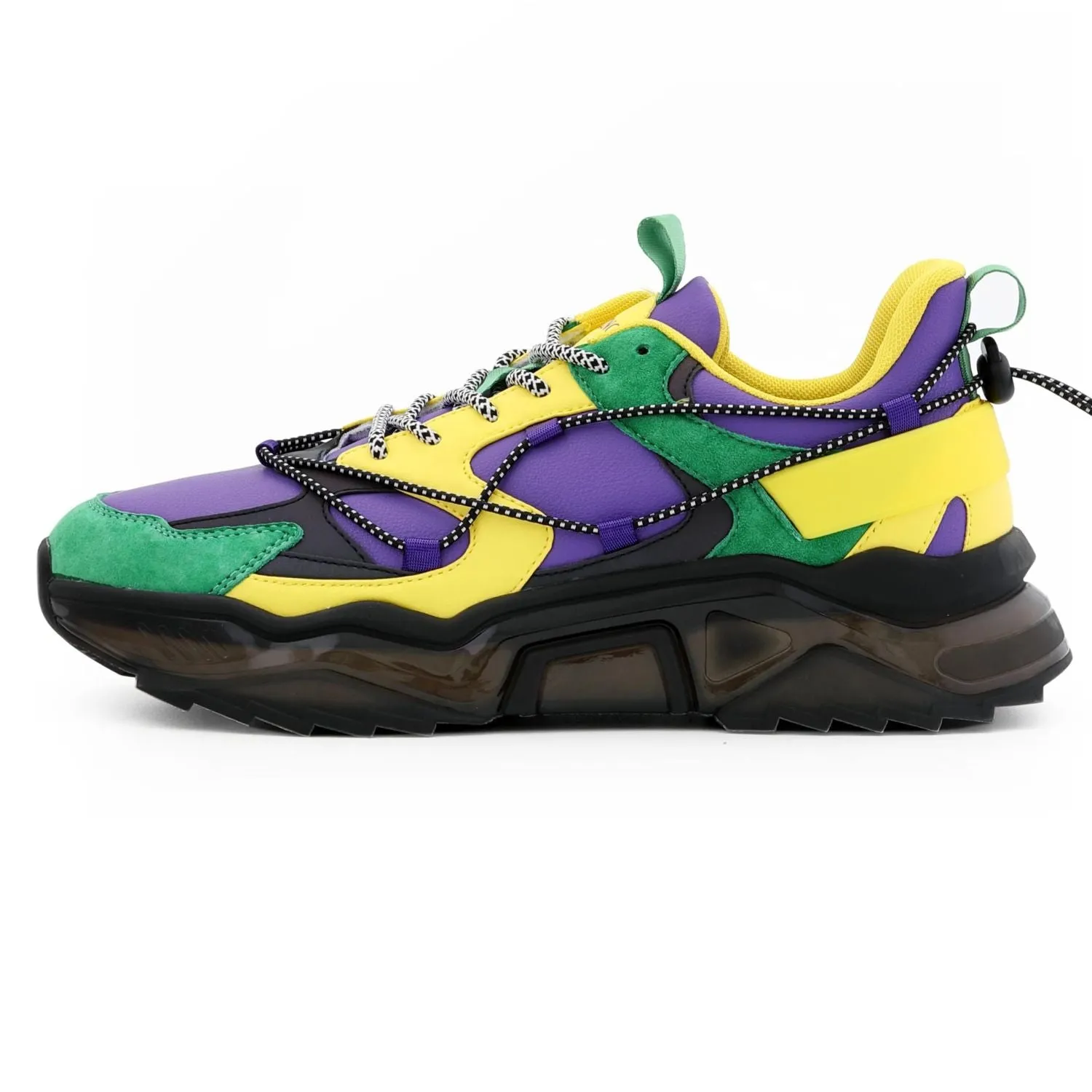 workout shoes Day-to-Day Comfort Trek Style: Men's Purple, Green & Yellow Sneakers