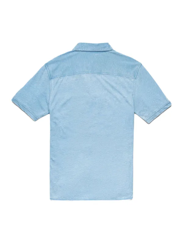 FlexibleCollarDesign Fashion Dress Tony Burnout SS Shirt - Blissful Blue