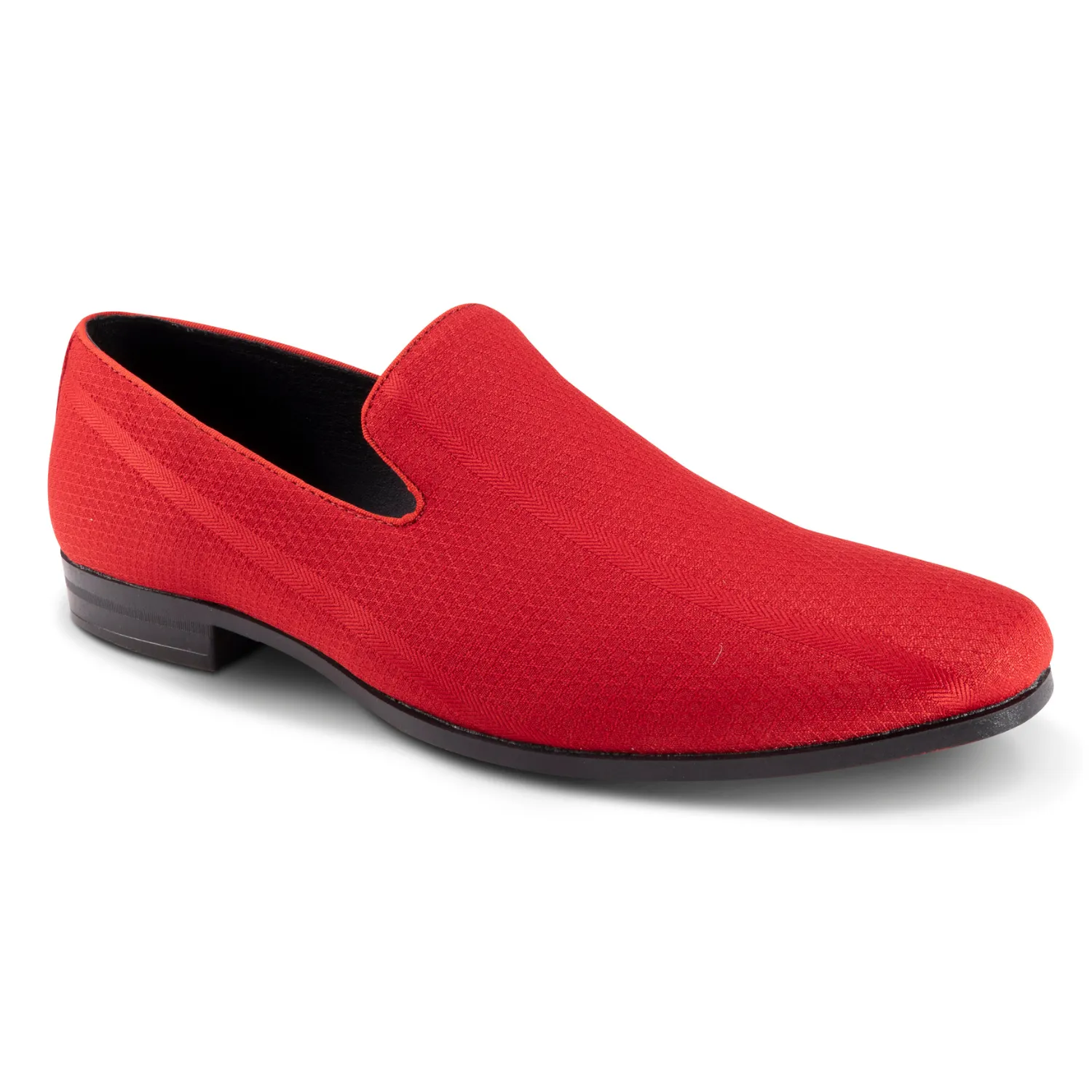 Striated Collection: Montique Red Loafer Fashion Shoes S2375 Versatile Walk. Supportive Padding