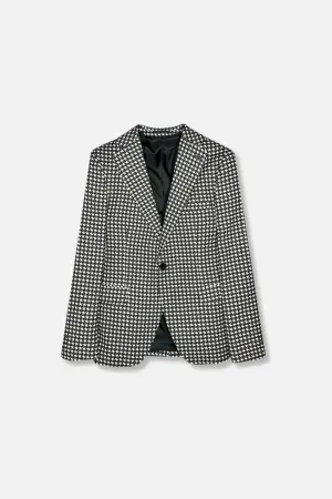 MultiPocketLayout Stain Proof Degrand Houndstooth Slim Fit Blazer