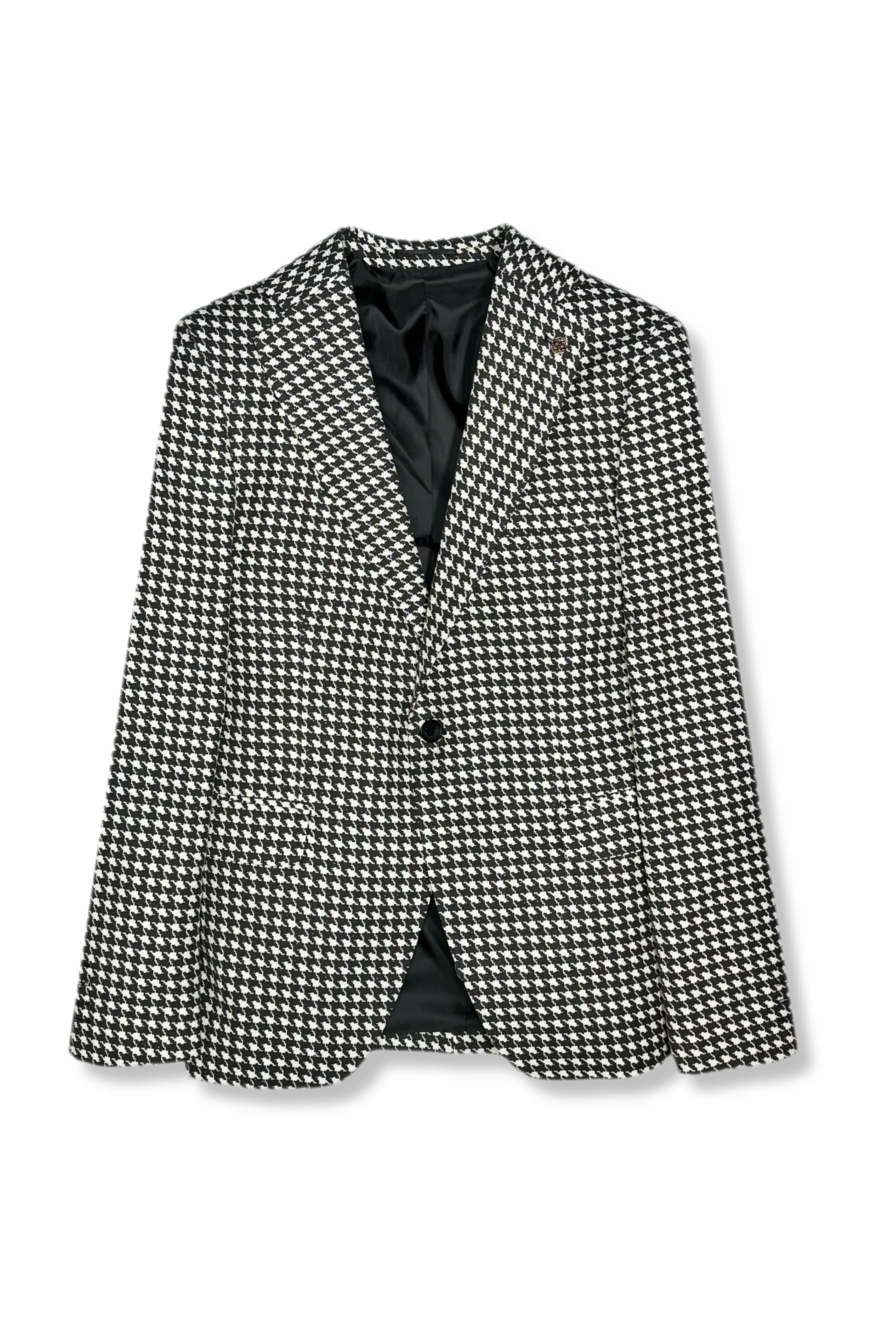 Degrand Houndstooth Slim Fit Blazer Zippered Vents Subtle Design Detail