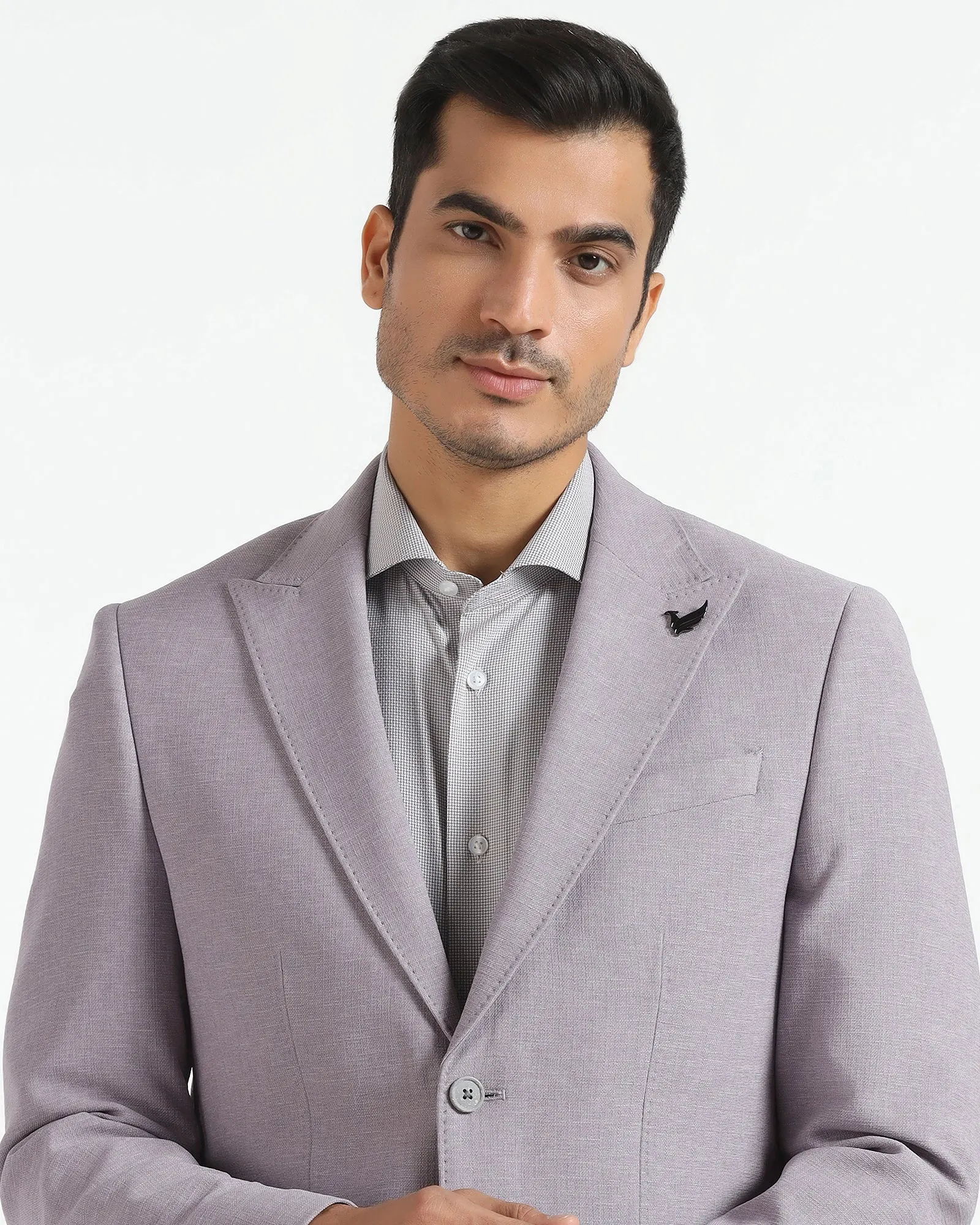 Three Layer Laminate Formal Grey Textured Blazer - Aramis