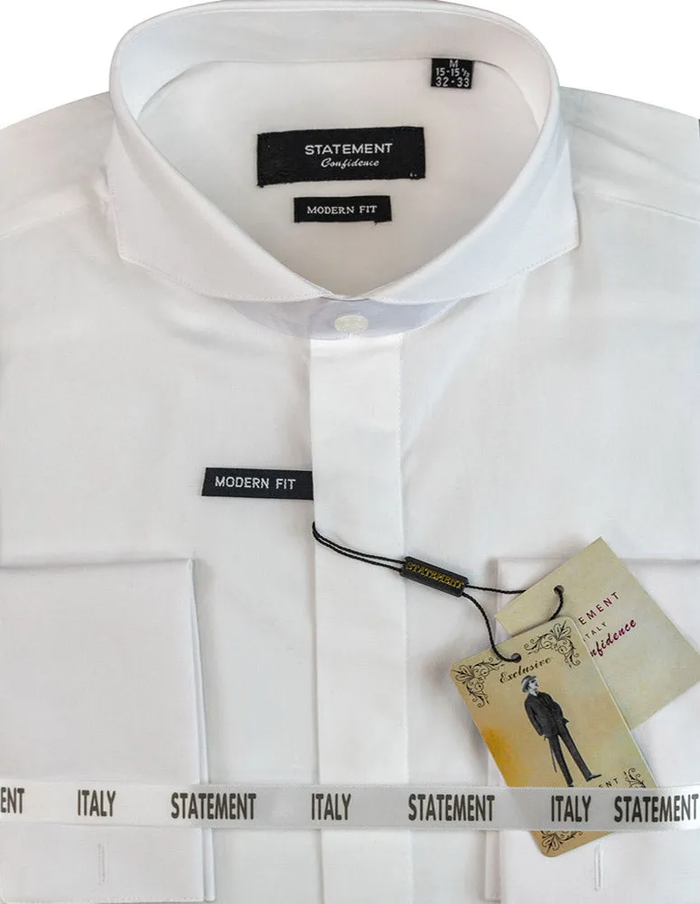 Effortless Style MODERN FIT WHITE DRESS SHIRT WITH SPREAD COLLAR & FRENCH CUFF